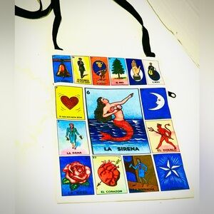 Mexican Loteria crossbody bag purse folk art mermaid